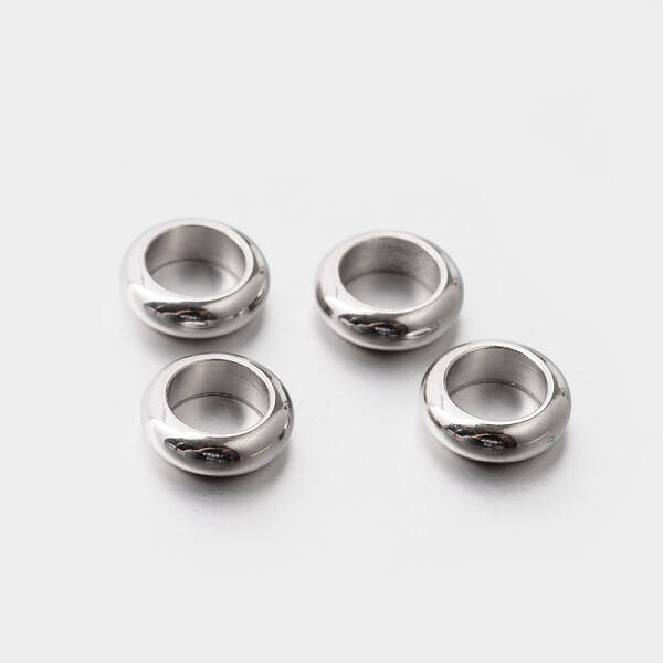 Tarnish Resistant 201 Stainless Steel Large Hole Donut Spacer Beads