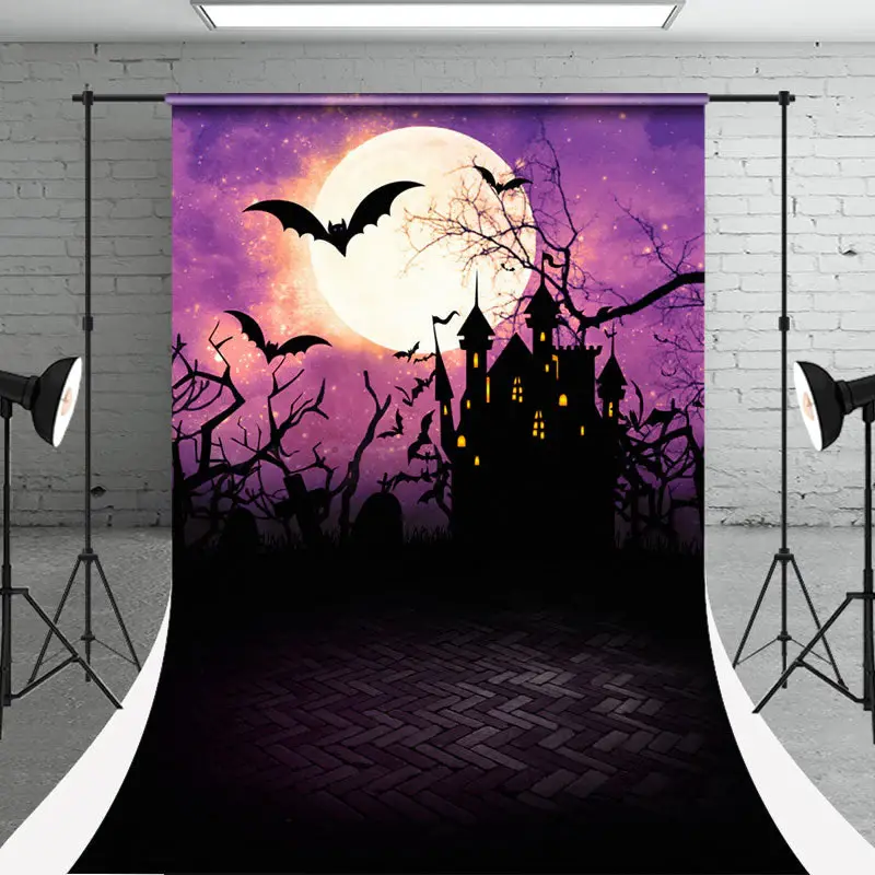 Moon Castle Bat Halloween Photoshoot Sweep Backdrop - Aperturee