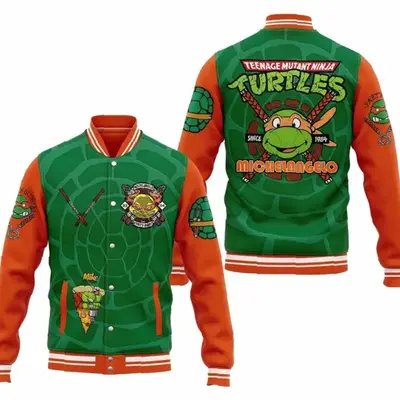Essential Turtles Bomber Baseball Jacket, Cartoon Baseball Jacket, Movie Bomber Jacket, Comfortable Unisex Bomber, Trendy Jac...
