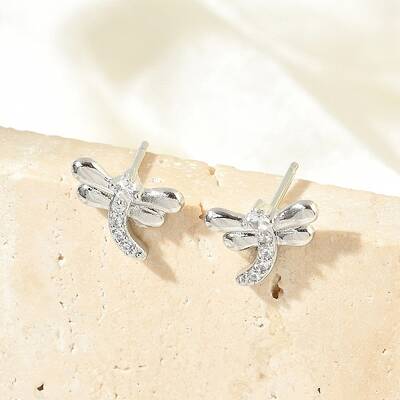 Brass Micro Pave Clear Cubic Zirconia Stud Earrings
