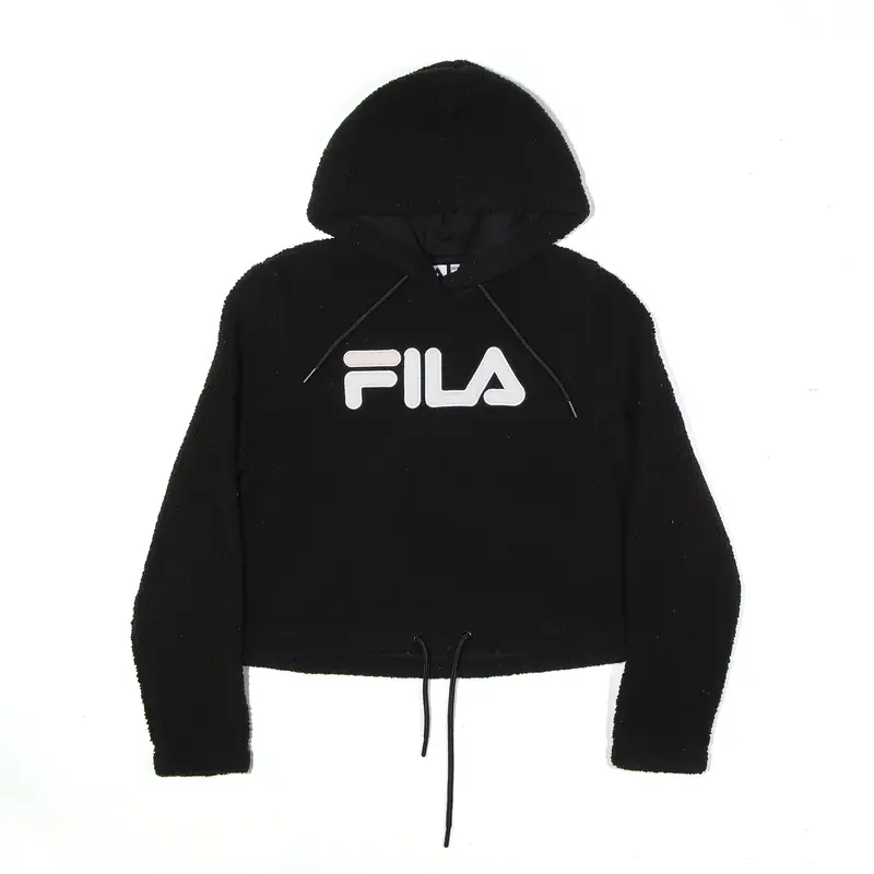 FILA Fleece Hoodie Black Pullover Womens S