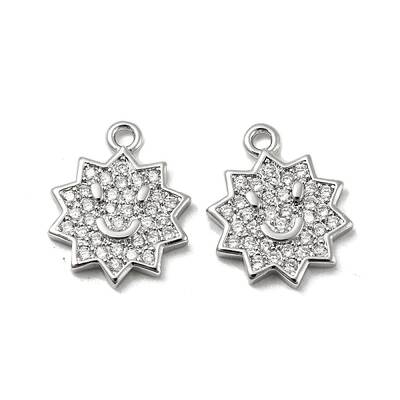 Brass Micro Pave Clear Cubic Zirconia Charms