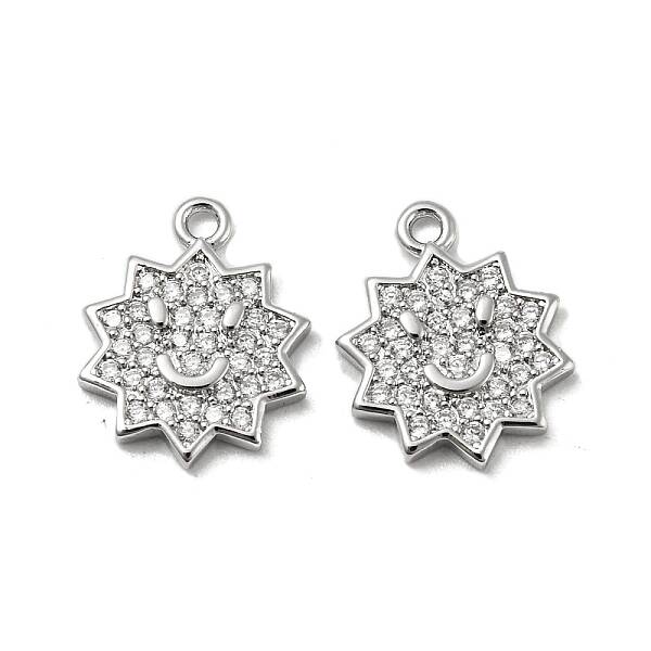 Brass Micro Pave Clear Cubic Zirconia Charms