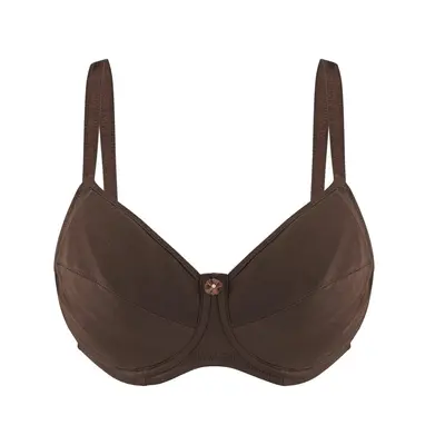 Cocoa-Underwired Silk & Organic Cotton Full Cup Bra with removable paddings | Size: 42B | Color: Cocoa