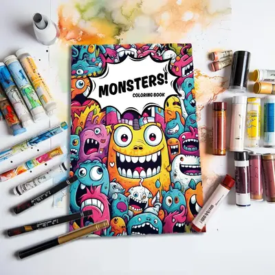 Monsters Design Art Coming Themed Coloring Books, 1 Count Colorful Funny Stress Relief Coloring Book, Adult Positive Thinking...