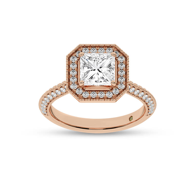 Shyne Octagonal Halo Princess Cut Lab Grown Diamond Engagement Ring | 10K Rose Gold 2 CT. TW.