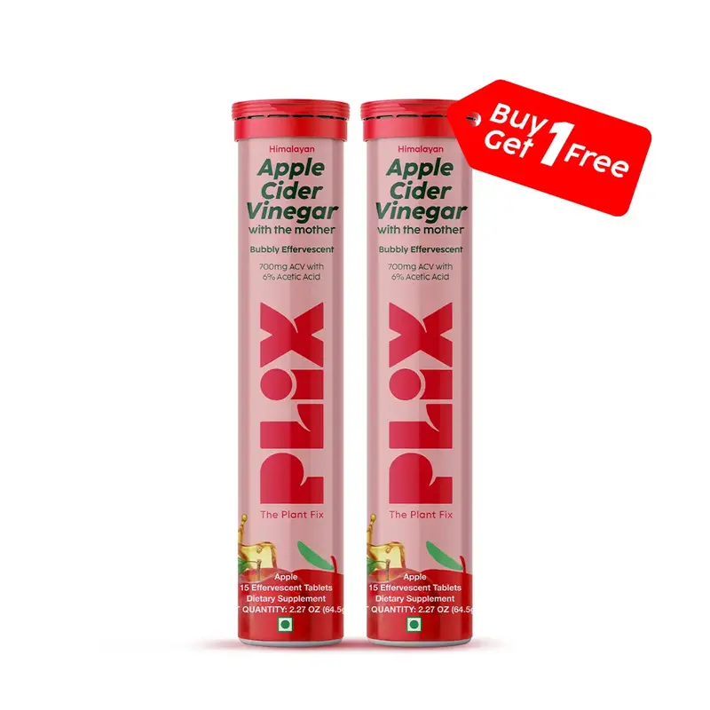 Plix Apple Cider Vinegar Effervescent Tablets, 700mg ACV, 4ct/2ct – Health & Wellness Supplement - Choose Your Pack