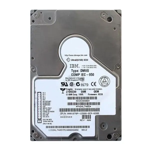 01678P Dell 9.1GB Ultra-160 SCSI 10000 3.5-inch 4MB Hard Drive