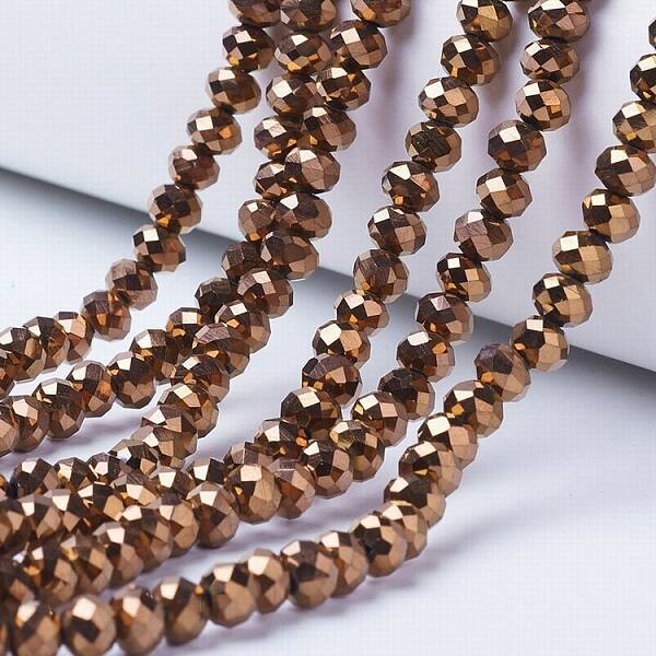 Electroplate Transparent Glass Beads Strands