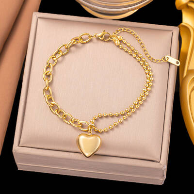 304 Stainless Steel Heart Charm Bracelets