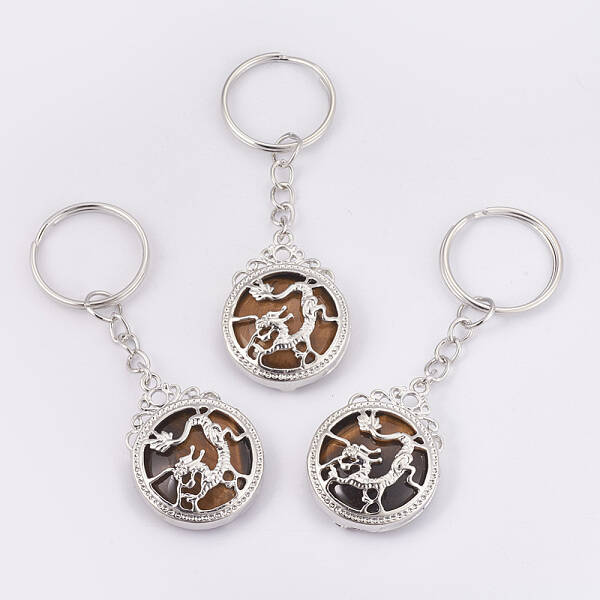 Natural Tiger Eye Keychain