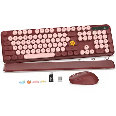 SABLUTE KC302 Typewriter USB Keyboard with Round Keycaps(Not Bluetooth), Full-Size Retro Typewriter Keyboard with Detachable ...