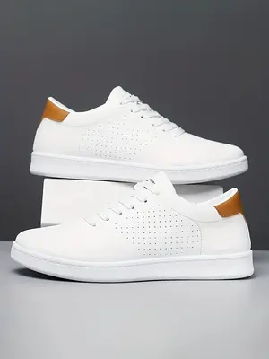 Men's Plain Breathable Low Top Skate Shoes, Running Shoes, Casual Comfortable Non-slip Lace Up Skate  Casual Shoes  for Outdo...