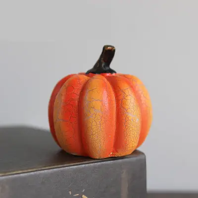 New Halloween Pumpkin Lantern Simulation Pumpkin LED Candle Lamp Resin Luminous Pumpkin | Color: Pumpkin | style: Medium