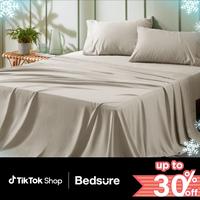 【Summer Gifts】Bedsure King Size Sheets - 4-Piece Set, Breathable, Deep Pocket,Easy Care, Machine Washable, Durable, Silky...