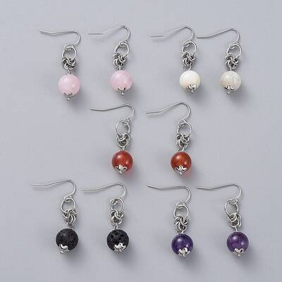 Natural Gemstone Dangle Earrings