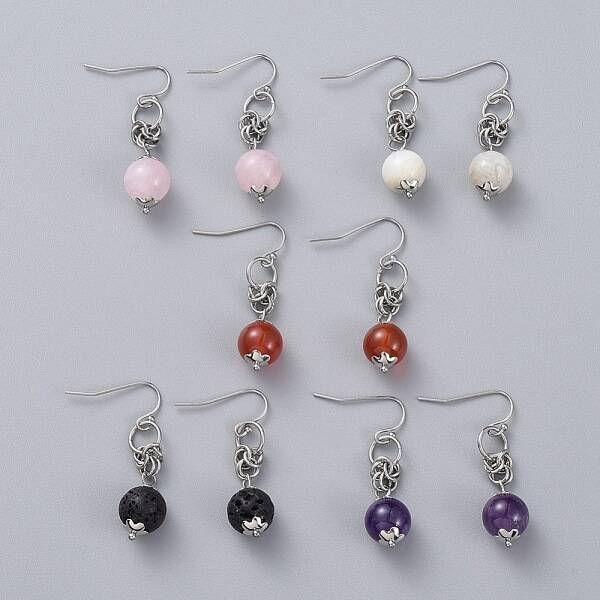 Natural Gemstone Dangle Earrings