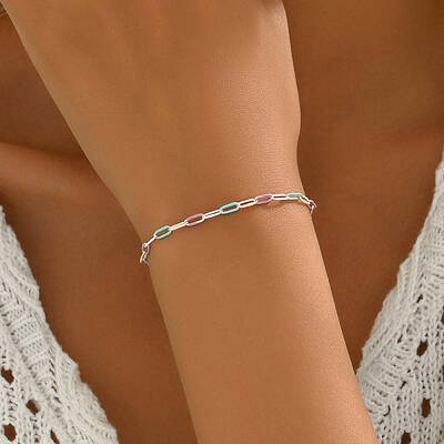 Vintage Brass Enamel Cable Chain Bracelets