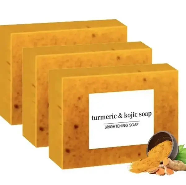 3PCS Turmeric & Kojic Acid Brightening Soap,Soap Body Care Body Wash Lemon FlawlessOrganic Comfort Cleansing natural skincare