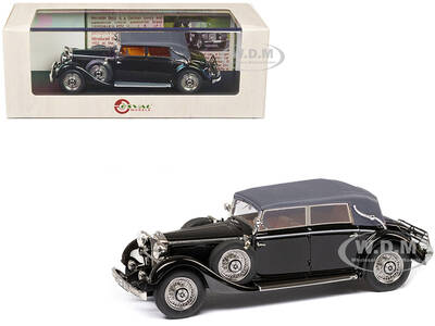 1933-37 Mercedes-Benz 290 W18 Lang Cabriolet D (Top Up) Black with Gray Top Limited Edition to 250 pieces Worldwide 1/43 Mode...