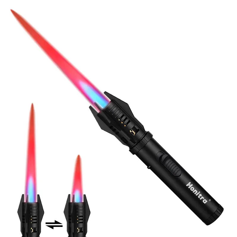 Torch Lighters Butane Adjustable Jet Flame Lightsaber Windproof Refillable Long Lighter for Candle, BBQ, Fireworks (Butane No...