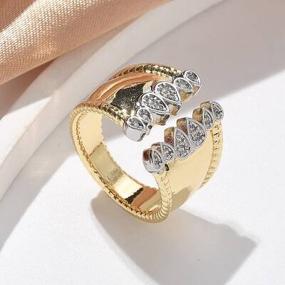 Brass Micro Pave Clear Cubic Zirconia Cuff Rings for Women