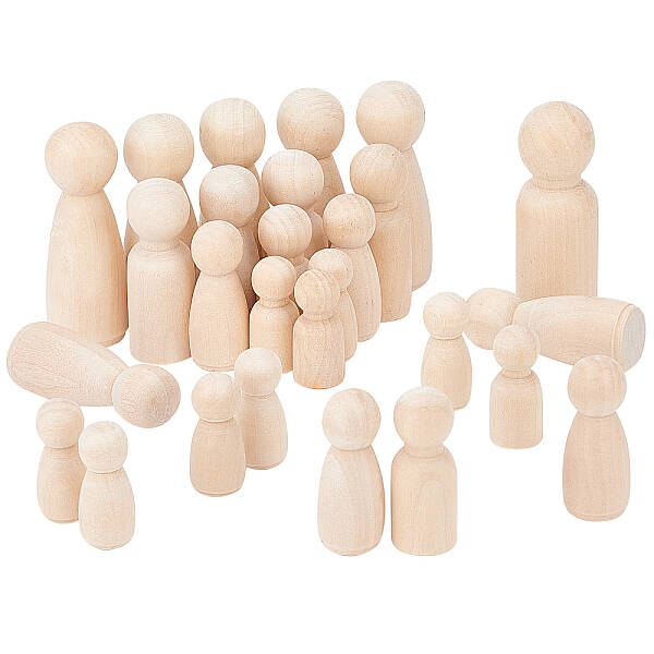 48pcs 8 Styles Natural Wooden Peg Doll Bodies