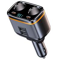 12V/24V 2-Socket 6 in 1 Cigarette Lighter Splitter with Voltage Detection, Alanph 145W Car Charger Adapter Dual USB QC3.0 &Ty...