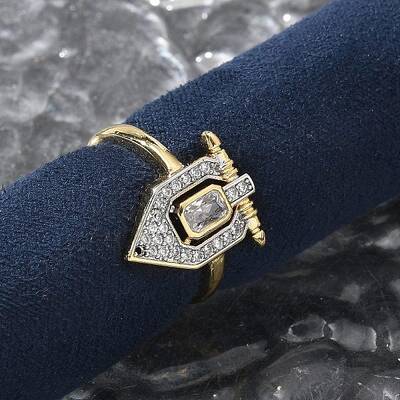 Brass Micro Pave Clear Cubic Zirconia Cuff Finger Rings for Women