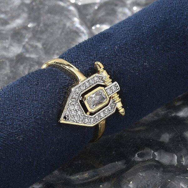 Brass Micro Pave Clear Cubic Zirconia Cuff Finger Rings for Women