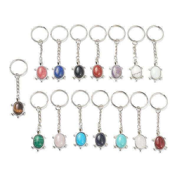 Natural & Synthetic Mixed Gemstone Keychain