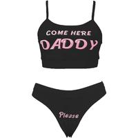Multitrust Sexy Women Come Here Daddy Please Strappy Lingerie Set 2PCS Underwear Tank Tops and Panty Pajamas Sleepwear Comfor...