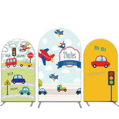Aperturee Toy Car Airplane 3Th Birthday Arch Backdrop Kit | Custom Arched Wall Covers | Chiara Wall Backdrop Diy | Diy Chiara...