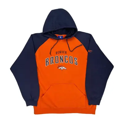 Denver Broncos Reebok Nfl Hoodie - Large Orange Cotton Blend