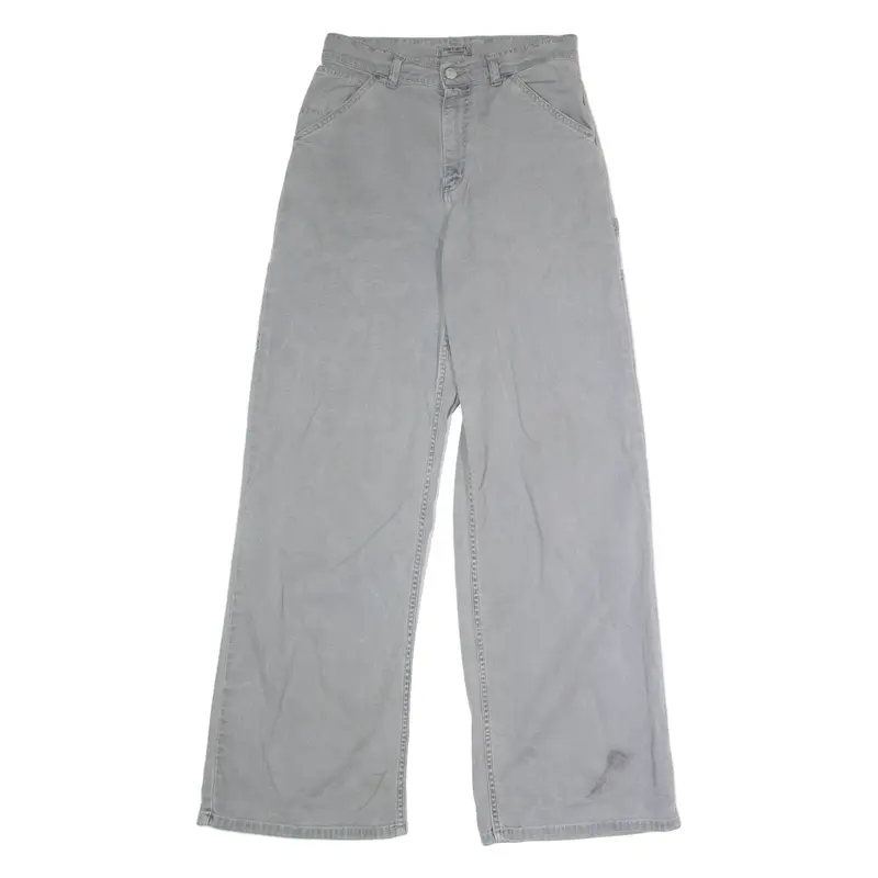 CARHARTT WIP Jeans Carpenter Womens Canvas Trousers Grey Loose Wide-Leg W26 L31