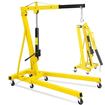 Garvee 2-Ton Engine Hoist - 4400 lbs Folding Hydraulic Cherry Picker, Heavy-Duty Shop Crane with 6 Caster Wheels and 4 Adjust...