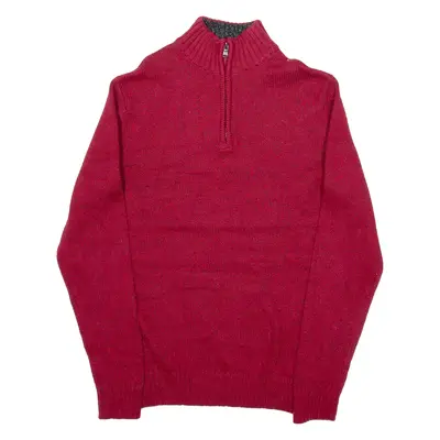 CHAPS Mens Jumper Red 1/4 Zip Tight Knit S