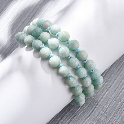 Natural Amazonite Round Beaded Multi-strand Bracelets for Men Women