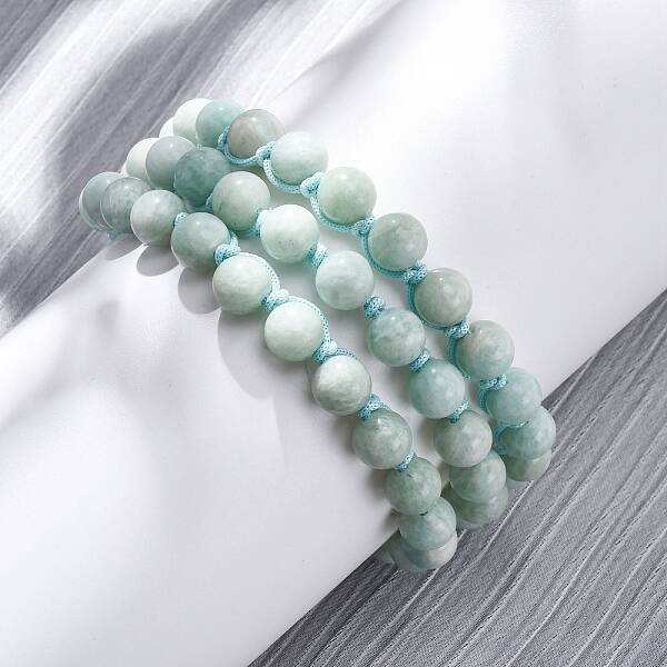 Natural Amazonite Round Beaded Multi-strand Bracelets for Men Women
