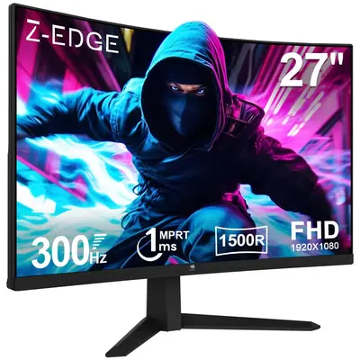 Z-EDGE 27 inch 300Hz Gaming Monitor 1ms Response time HDR AMD Freesync 1080P Dual DP & HDMI Ports Crosshair For Pc Gamer