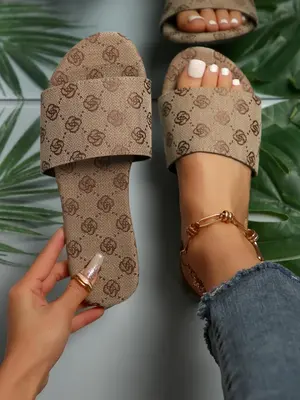 Women's Vintage Floral Print Popular Summer Flat Sandals for Girl, Casual Comfortable Non-slip Slide Sandals for Daily Footwe...