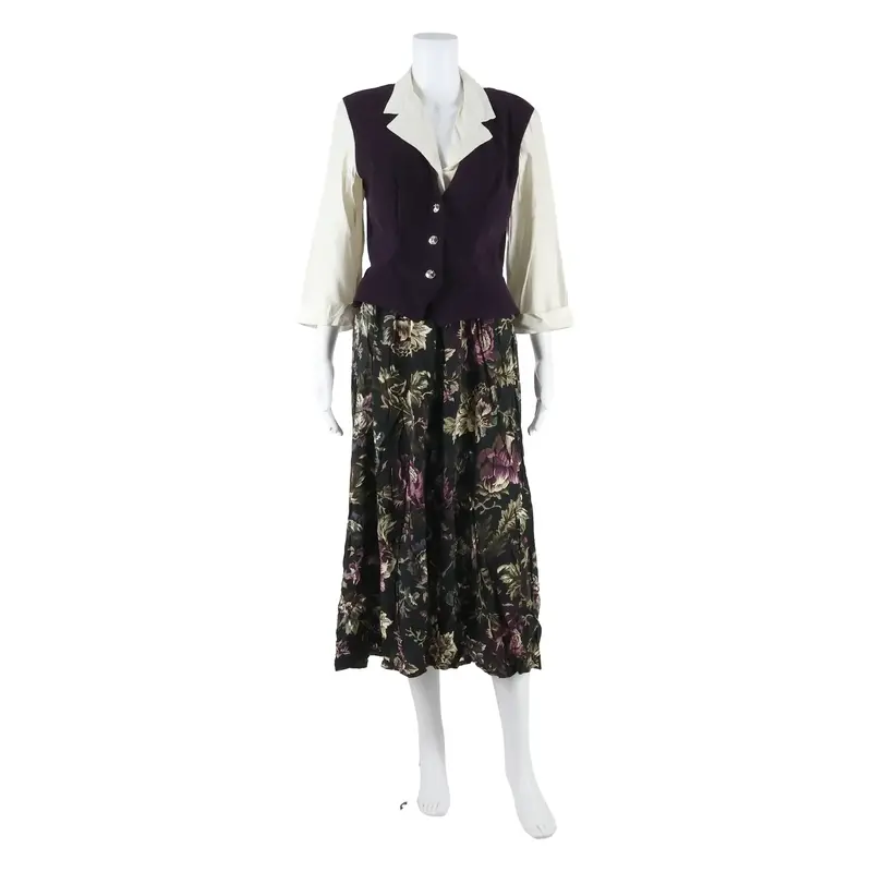 JACLYN SMITH Womens Day Dress Purple Floral Long Sleeve Midi M