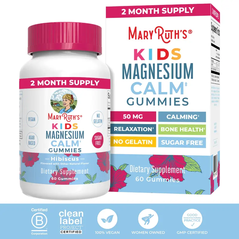 MaryRuth's Kids Magnesium Calm Gummies - 2 Month Supply - Sugar Free - Bone Health - Calcium Absorption - Sleep Gummies - Veg...