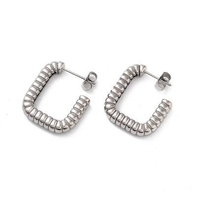 304 Stainless Steel Rectangle Stud Earrings for Women