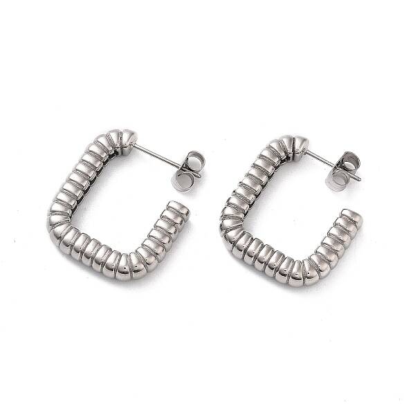 304 Stainless Steel Rectangle Stud Earrings for Women