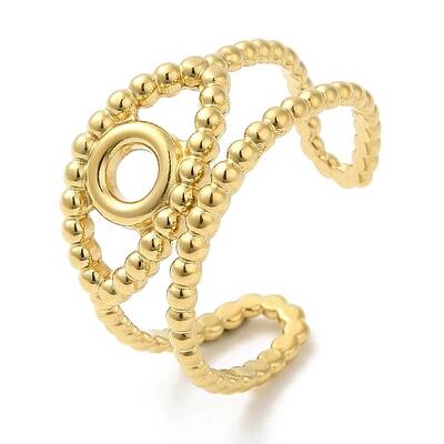 304 Stainless Steel Hollow Evil Eye Open Cuff Ring for Women