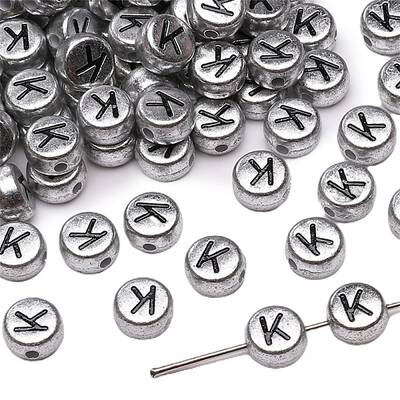 50Pcs Silver Plating Acrylic Beads
