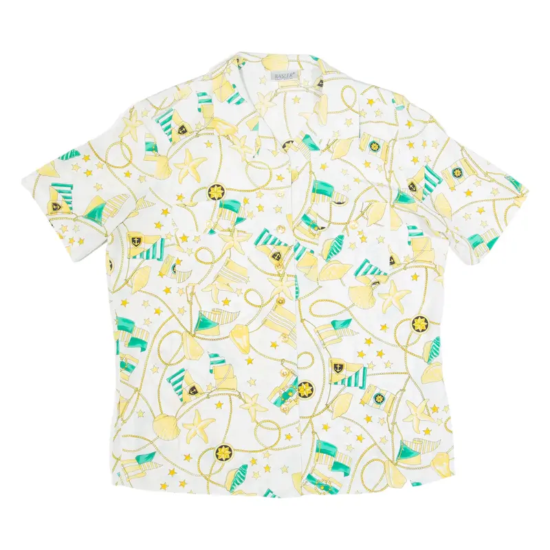BASLER Womens Printed Blouse White Crazy Pattern L