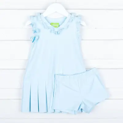 Light Blue Ruffle Tennis Dress - Sporty Girls Performance Fit
