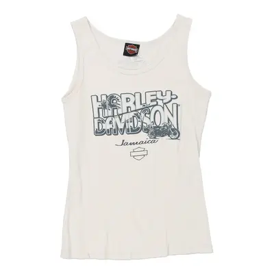 Jamaica Harley Davidson Spellout Vest - Large White Cotton